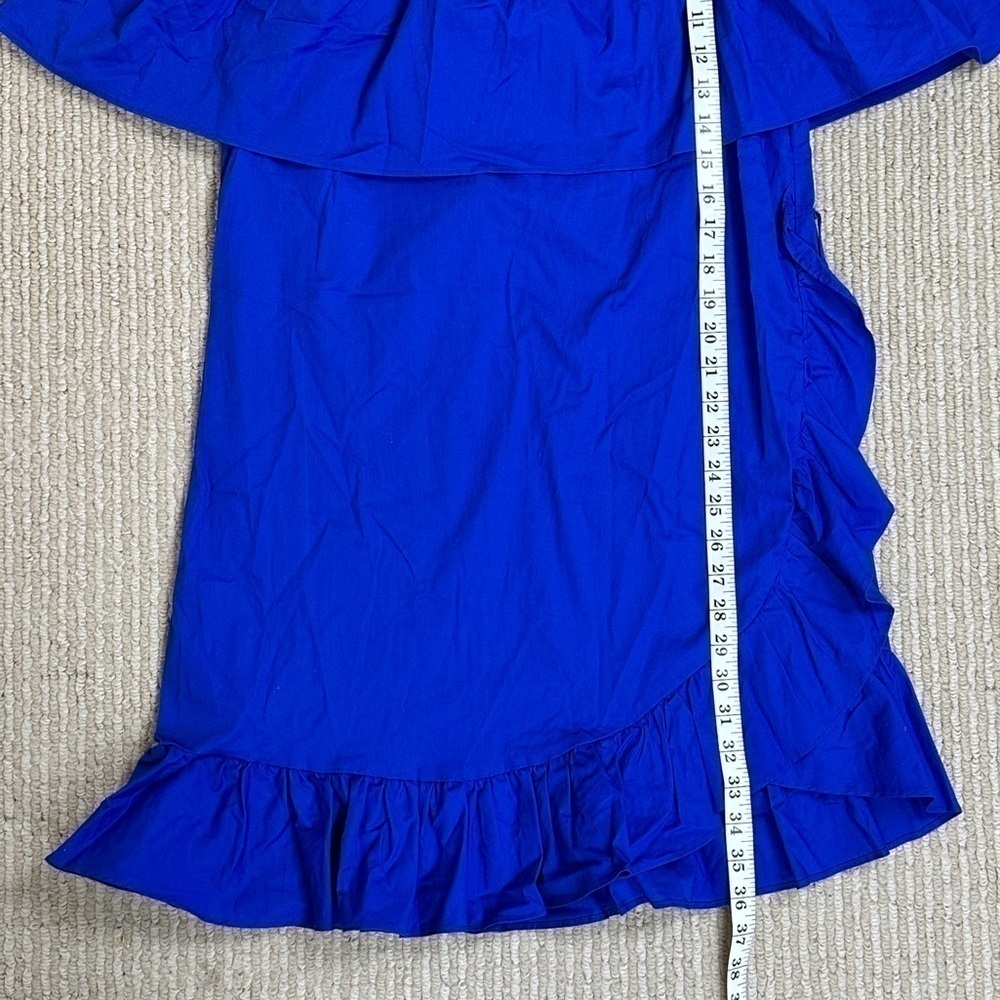 Who What Wear Bardot Ruffled Off the Shoulder Mini Dress Blue Size Small - Picture 15 of 15